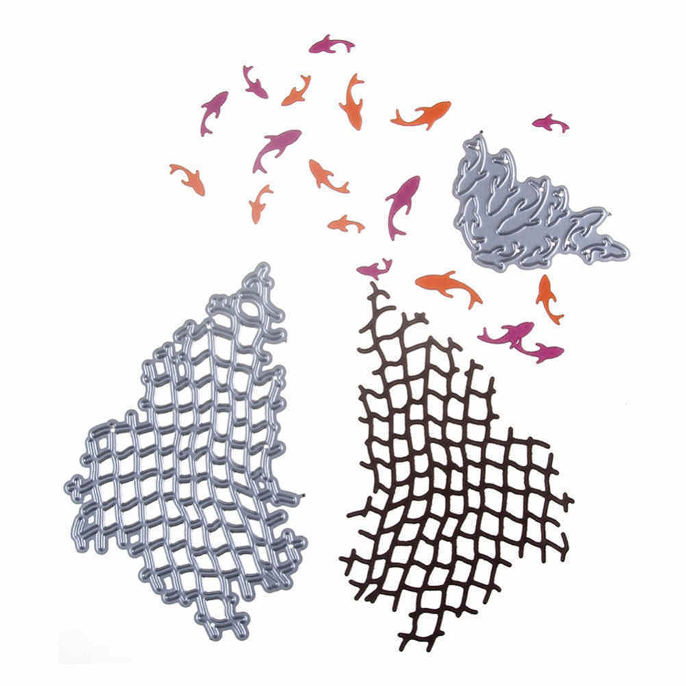 2pcs Fishing Net Metal Cutting Dies For DIY Scrapbooking Album Paper Card.l8