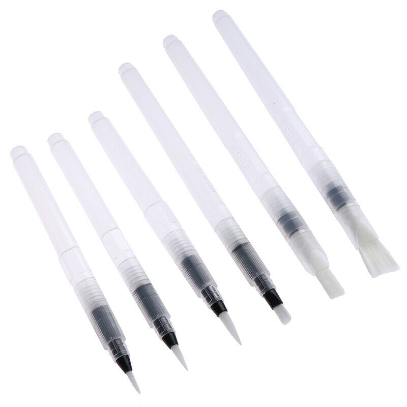 6Pcs refillable ink pen soft watercolor brushes for drawing painting art pe·q_DD