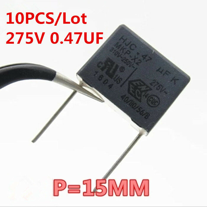 10pcs HJC 275VAC 0.47UF 474 MKP X2 250V-310V 15MM Polypropylene Film Capacitor