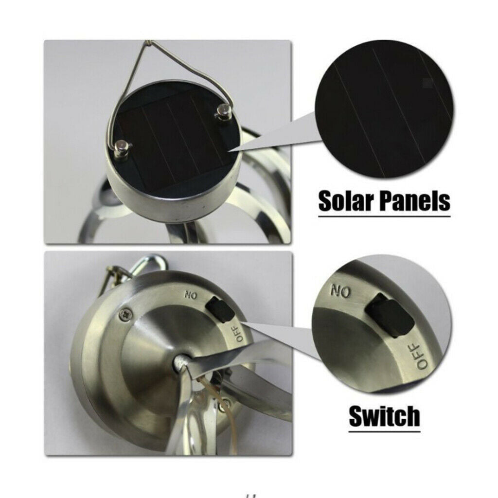 Solar Wind Chimes Garden Outdoor LED Lamp Crystal Ball Light Holiday Decor