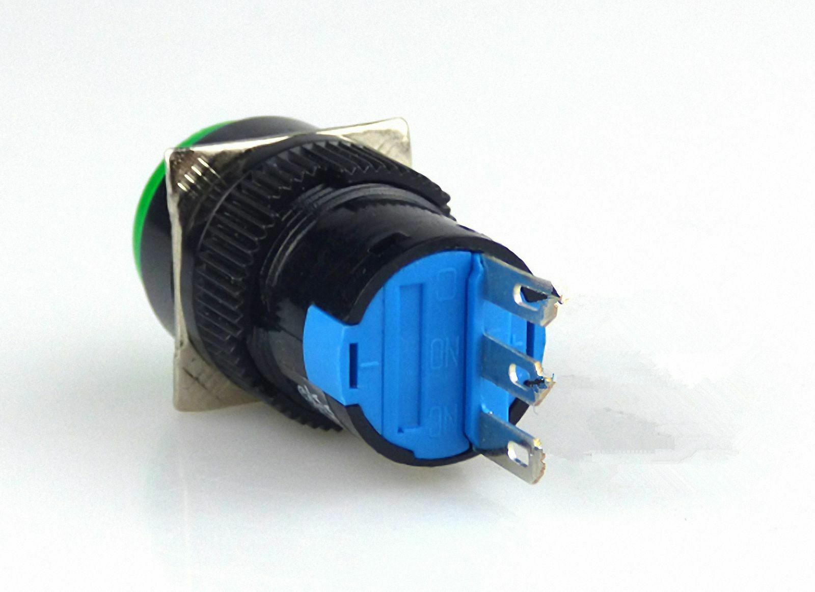 2Pcs 3 Pin 16mm Round Green Sign Open/Closed Automatic Reset Button Switch3
