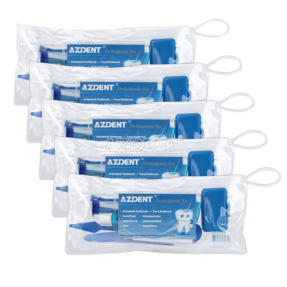 5X Dental Teeth Oral Cleaning Care Orthodontic Kits Brush Floss Thread 8pcs/kit