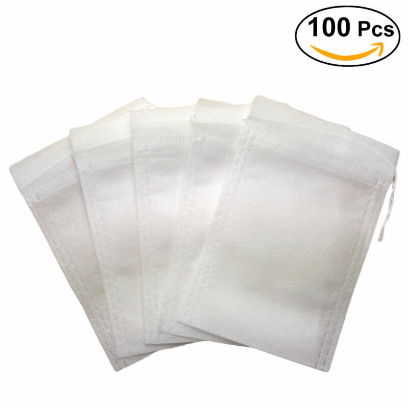200pcs Empty TEABAGS Non-Woven String Heat Seal Filter Paper Herb Loose Tea Bag