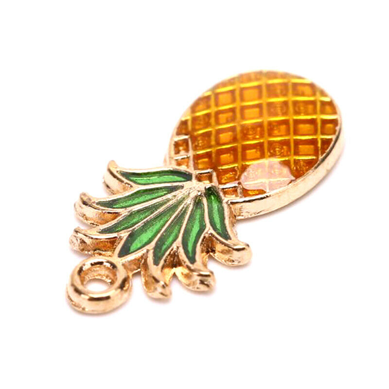 10Pcs/Set Enamel Alloy Pineapple Charms Pendant Jewelry Finding DIY Making_DD