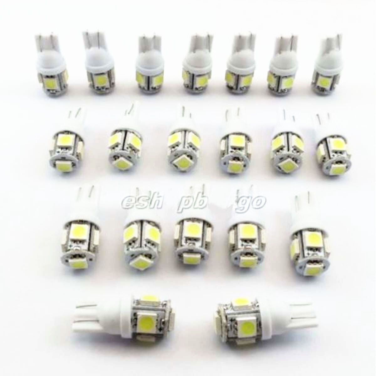 100Pcs Super White T10 Wedge 5-SMD 5050 LED Light bulbs W5W 2825 158 192 168 194