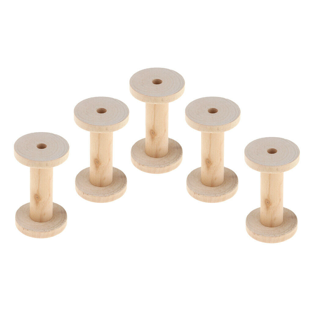 5x 1.96 '' X 3.3 '' Unfinished Wood Coils Craft Supplies Natural Wood Color