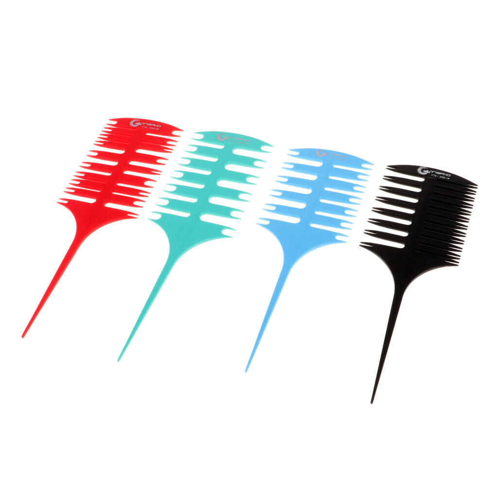 4 Pieces Plastic Rat Tail Sectioning Highlights Teasing Comb For Salon Home