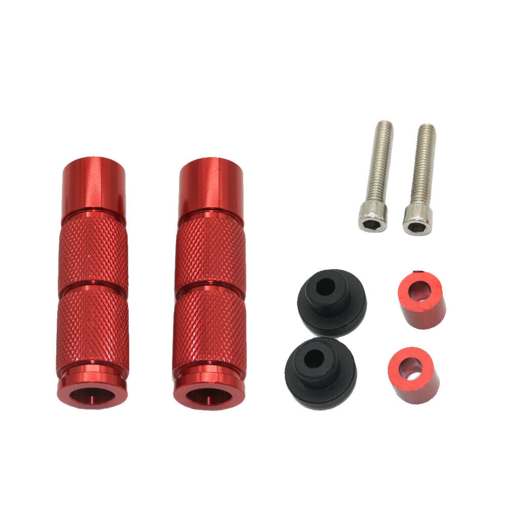 2 Pairs CNC Anti-skid Footrests Foot Pegs for Motorcycle (Red & Black)