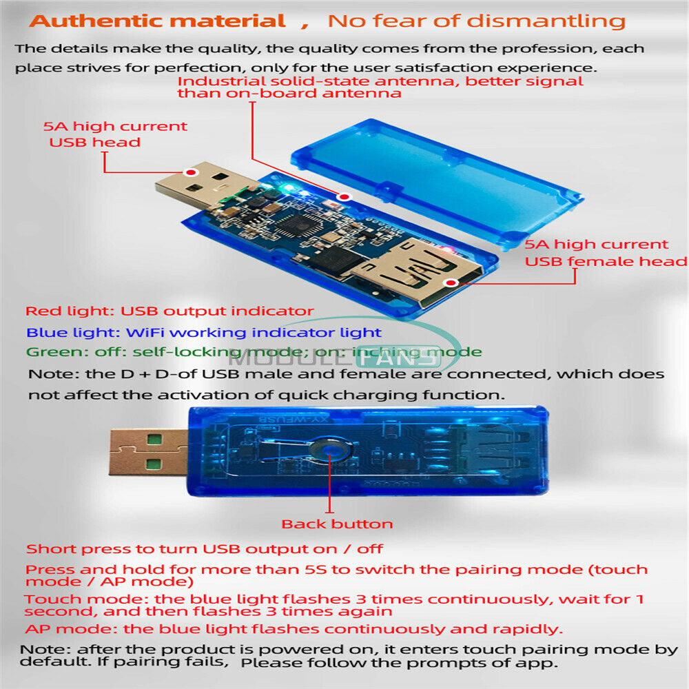 WIFI-USB Mobile Phone Remote Controller 3.5-20V 5A Mobilephone APP Smart Home