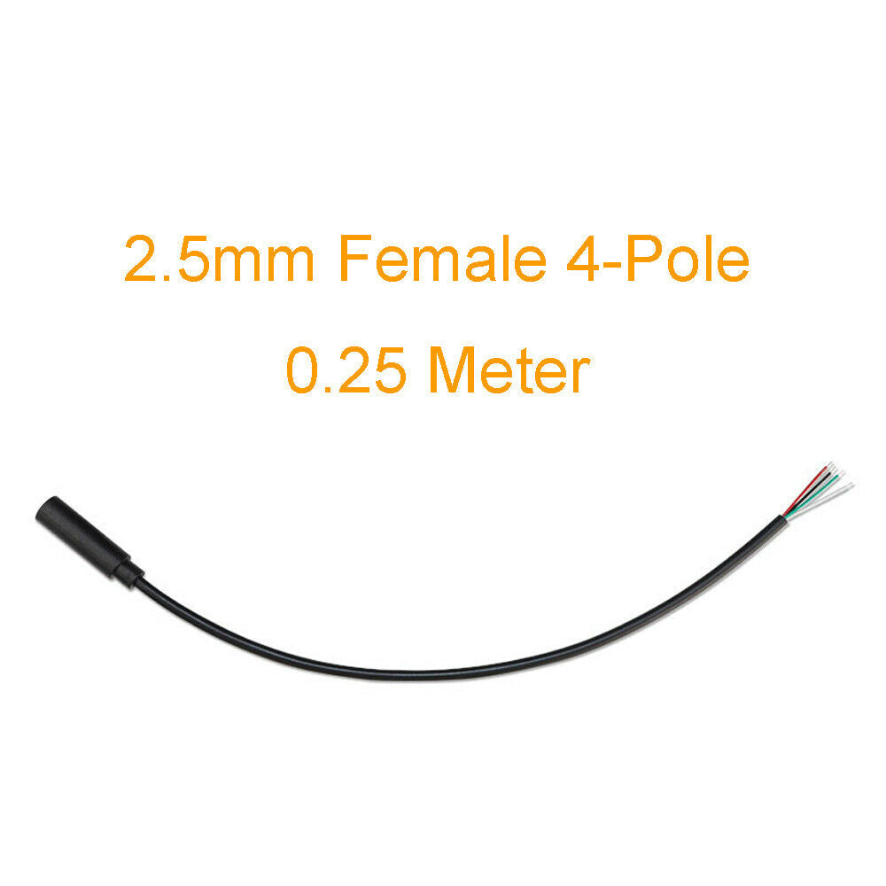 10pc 2.5mm Female Jack Stereo 4Pole Audio AUX Cord 4P DIY Pigtail 25cm 1Ft Cable