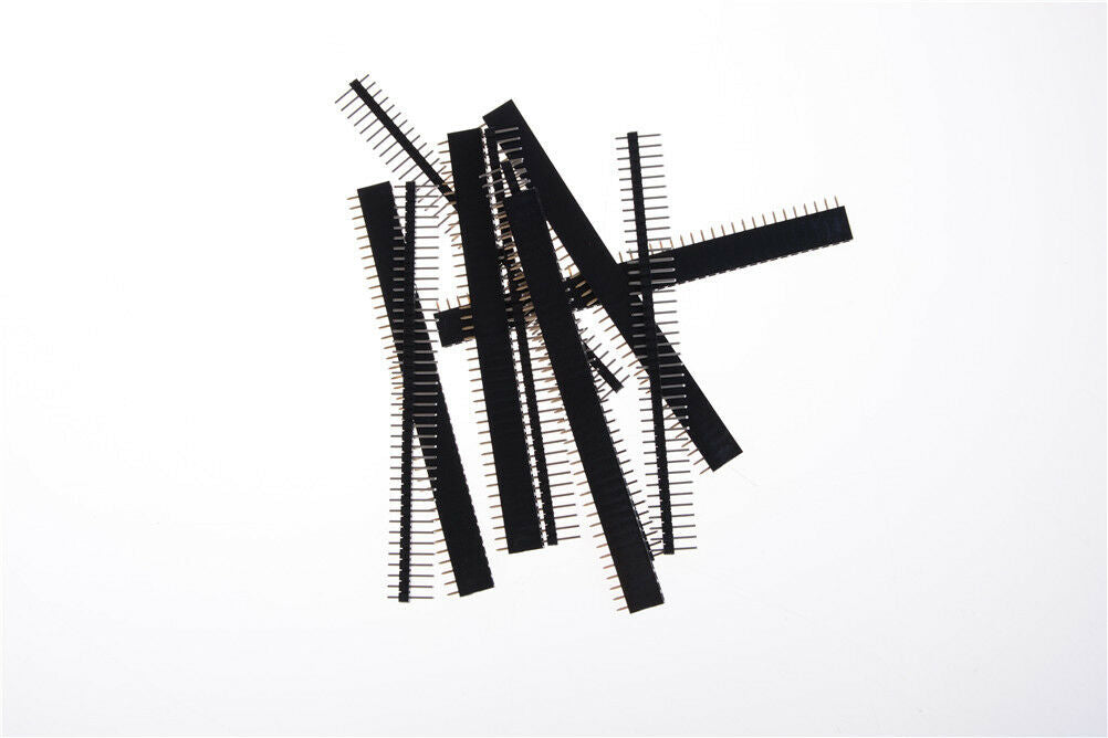 10pcs Black 40 Pin 2.54mm Single Row Straight Male + Female Pin Header Strip SJ