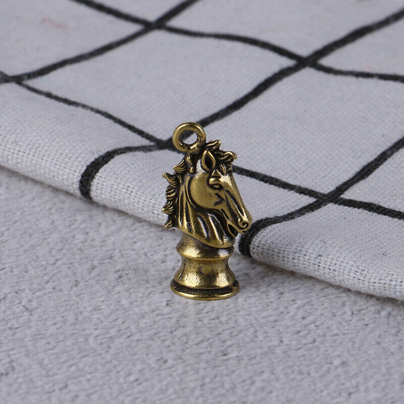 1pc Brass Handmade Chess Horse Pendant Zodiac Horse Head Key Rings Pendan.l8