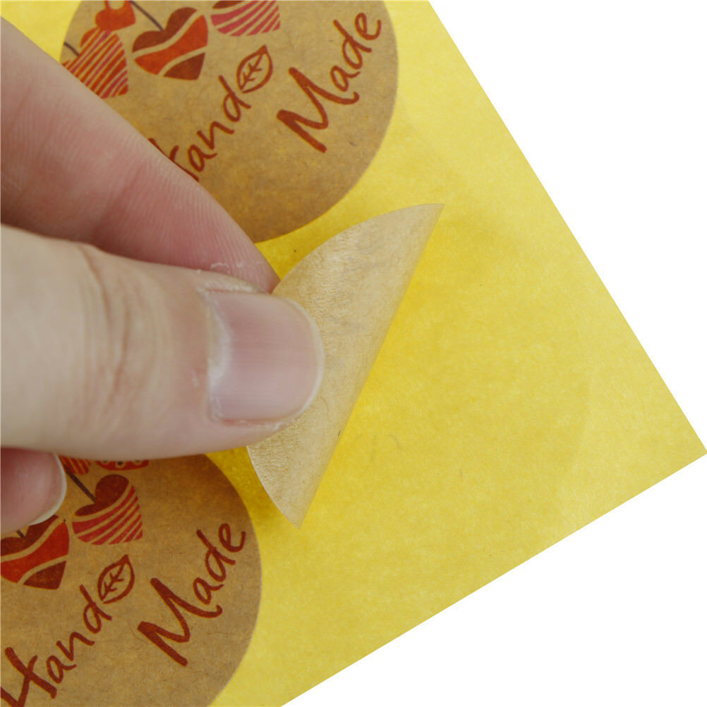 120pcs Round Hand Made Kraft Paper Seal Stickers DIY Gifts Baking Decor la.l8