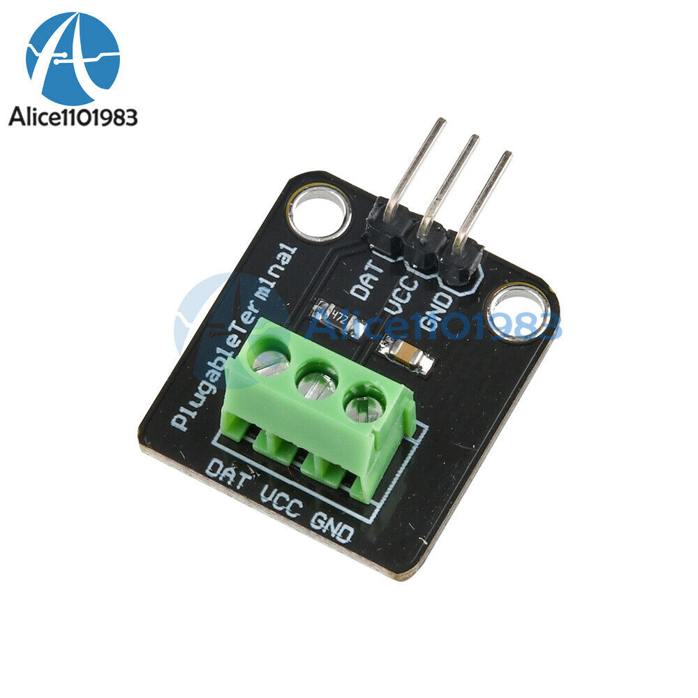 DS18B20 Temperature Sensor Probe Waterproof Plugable Terminal Adapter Module Kit