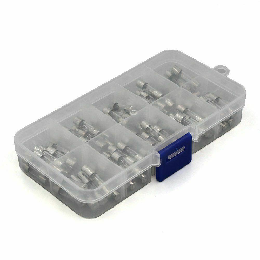 5x20mm Slow/Fast-Blow Glass Tube Fuses Assorted Box Kit 0.5A-10A 100pcs
