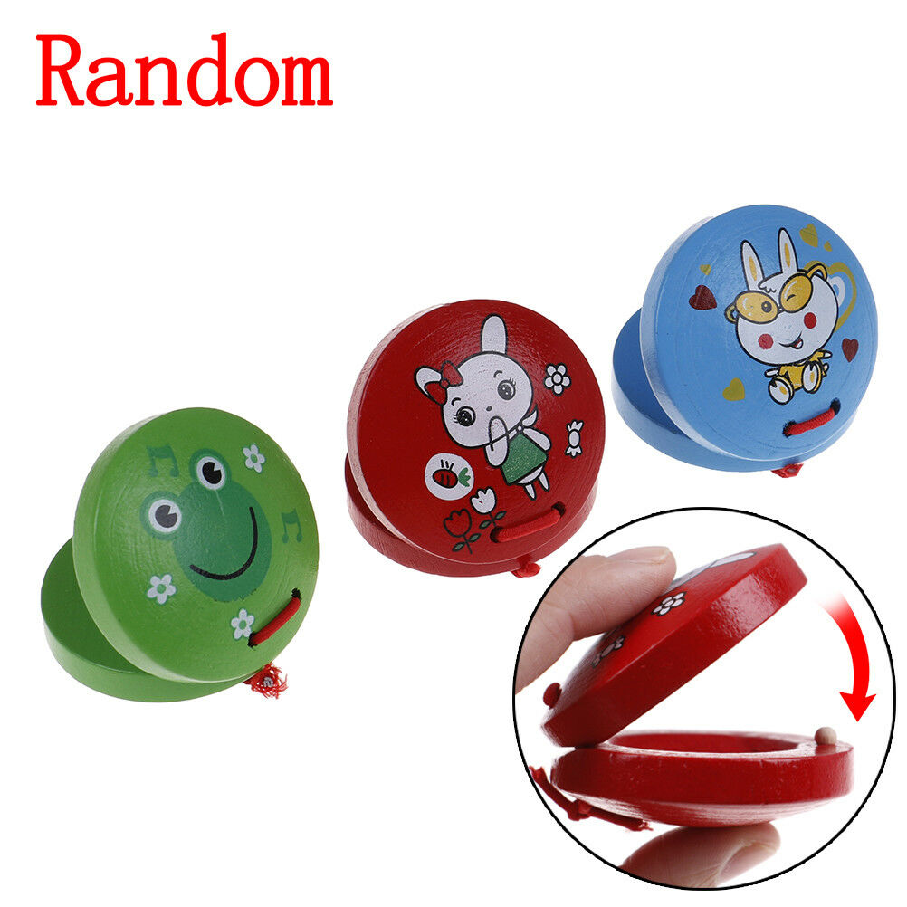 New children musical percussion instrument xmas gift cartoon wooden castanetBDA
