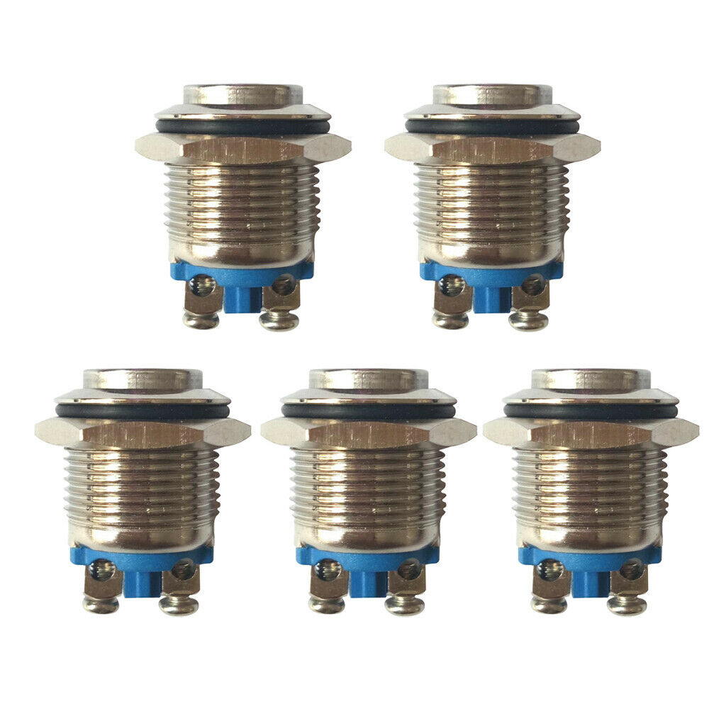 5Pc Waterproof High Round Metal Momentary Push Button Switch Copper Contact