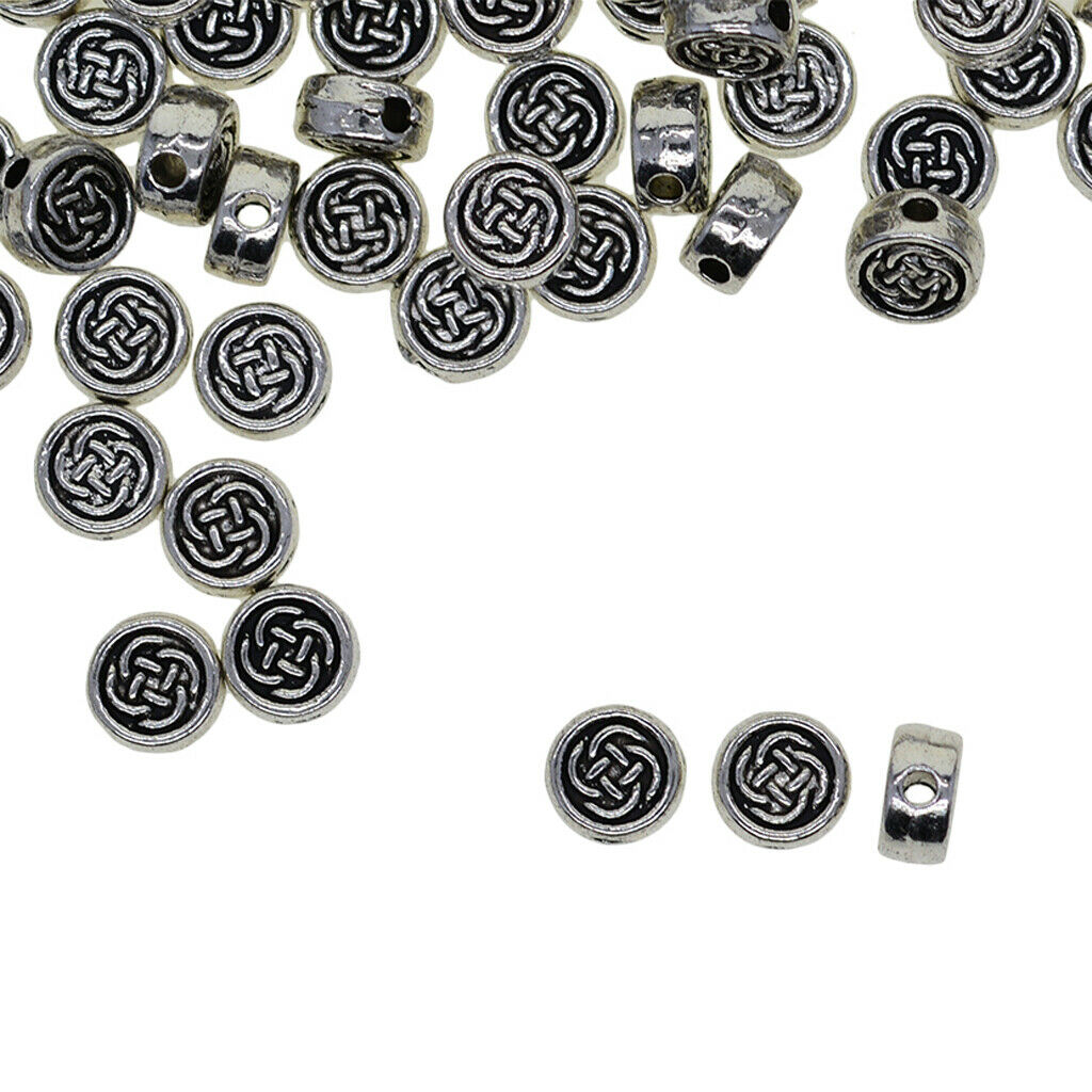 100Pcs Celtic Knot Beads Loose Spacer Round Beads Charms DIY Jewelry Making