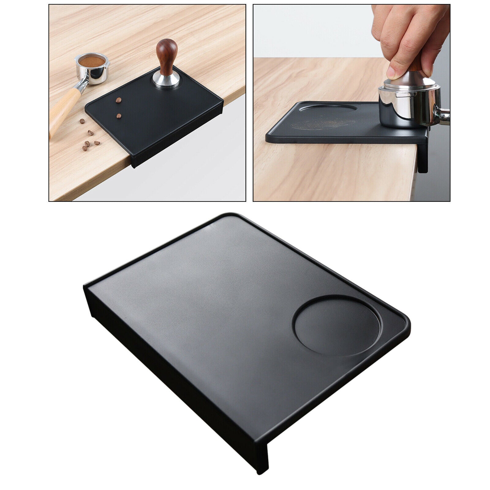 Coffee Tamper Mat Tamping Rest Holder Espresso Silicone Mat Corner Pad Black