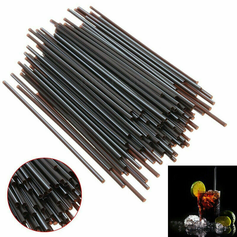 100 Flexible Straws  Black Party Drinking   130mm*3mm Plastic