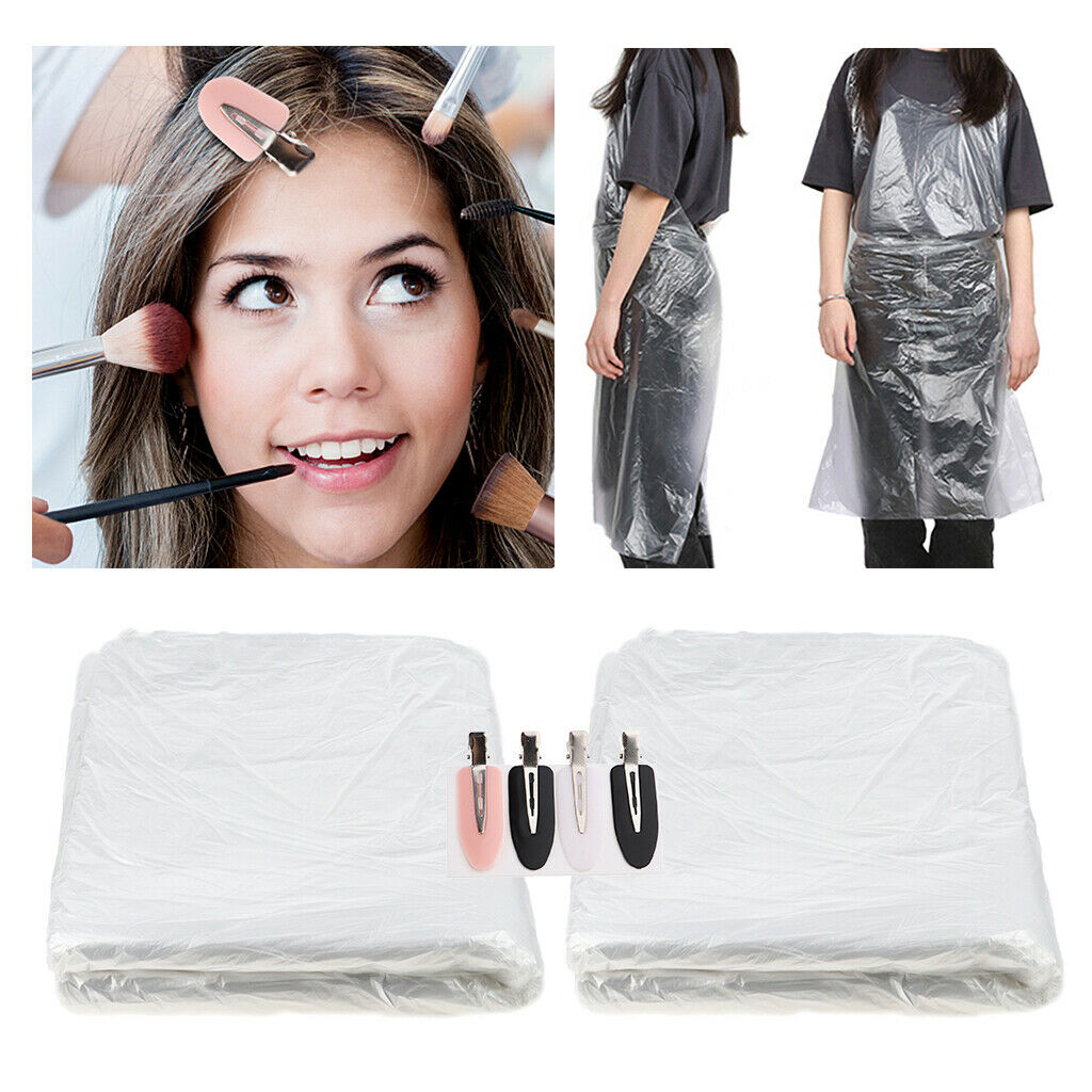 100pcs Hair Cutting Cape Unisex Hairdressing + 4pcs No Bend Hair Clips