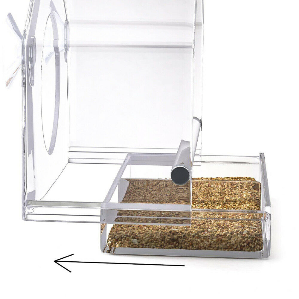 Acrylic Transparent Window Bird Feeder Large Weather Suction Cups Birds House