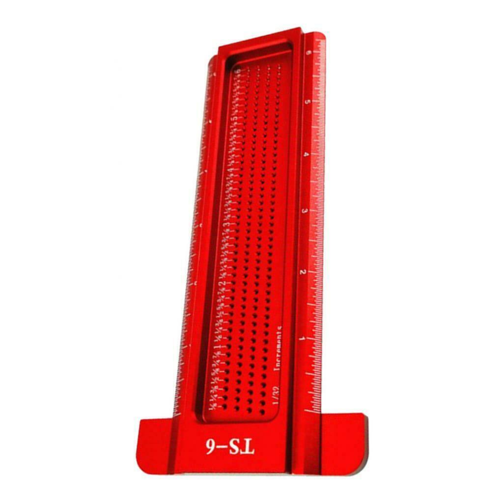Alloy Steel Woodworking Scriber Ruler T Type Ruler Measuring Scriber Red