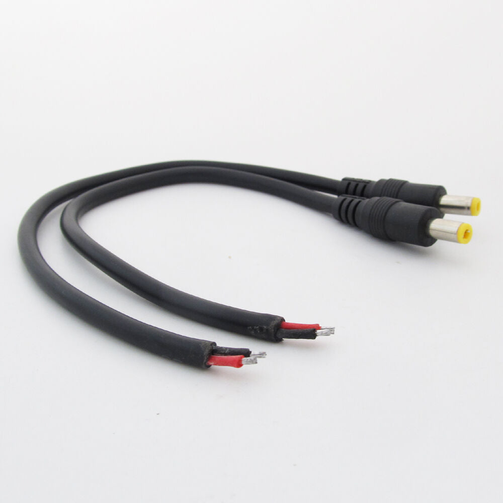 50pcs 25cm 18AWG Copper DC Power Cable Pigtail 5.5x2.5mm DC Male For CCTV Camera