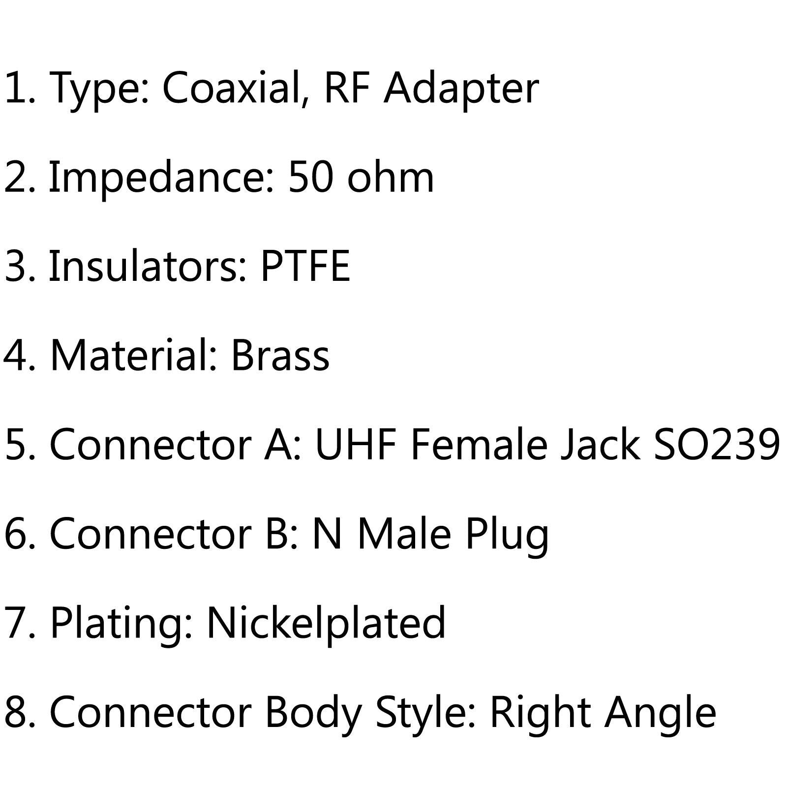 10pcs UHF Female Jack SO239 to N Male Plug Adapter 90¡ãRight Angle RF CA