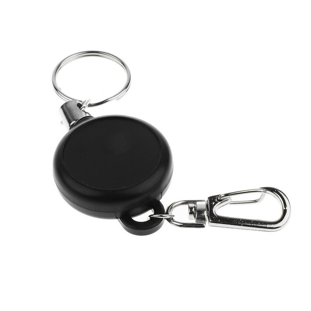 2x Recoil Extendable Steel Wire Key Chain Clip Pull Reel Key Ring Retractor