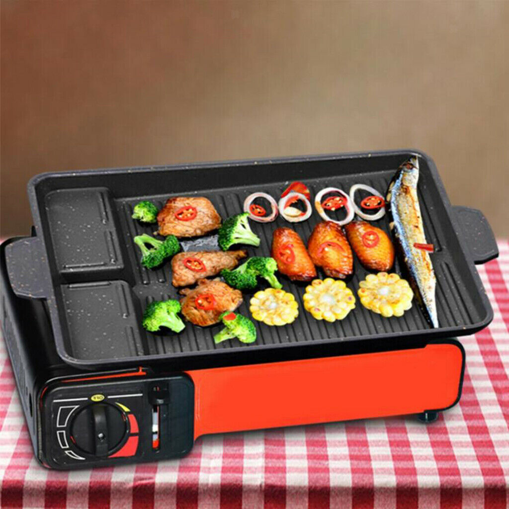 Heavy Duty BBQ Grill Pan Frying Non-Stick with Handle Picnic Accessory Black