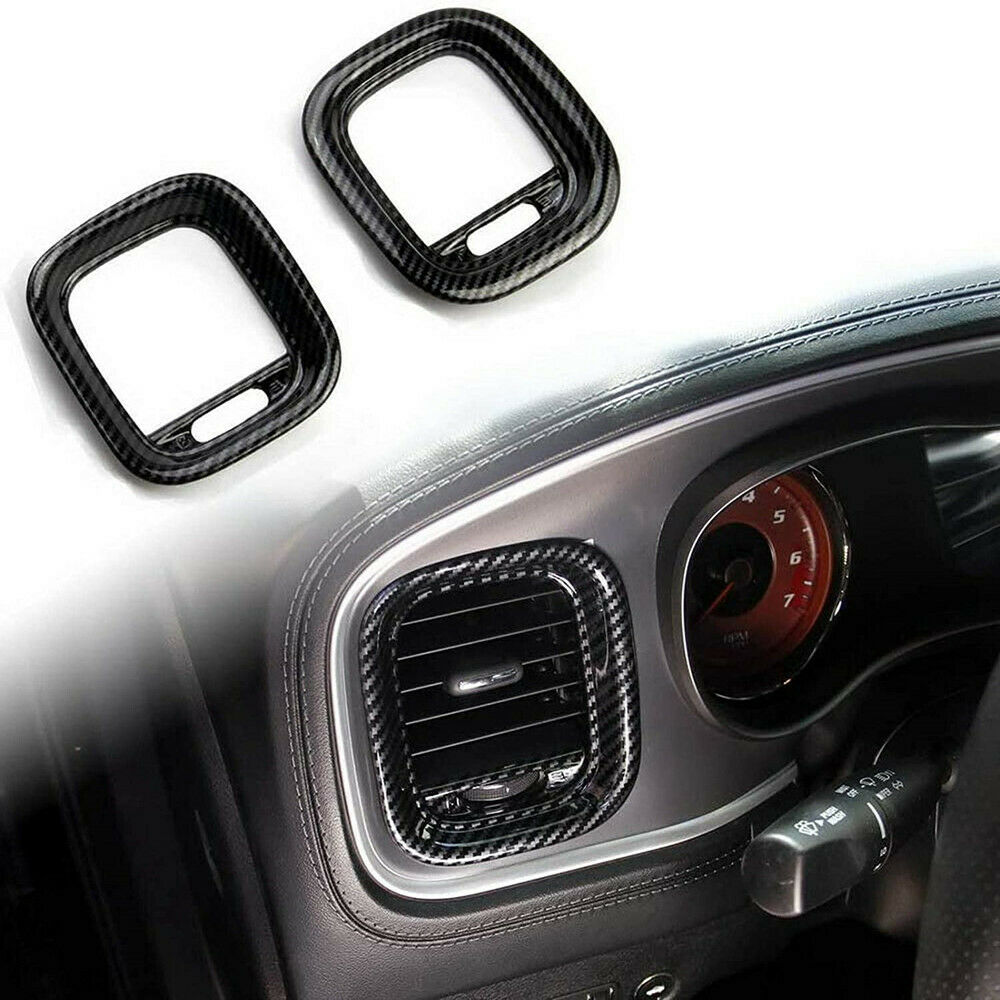 For Dodge Charger 15-21 Carbon Fiber Car Air Vent Outlet Cover Trim A/C Vent