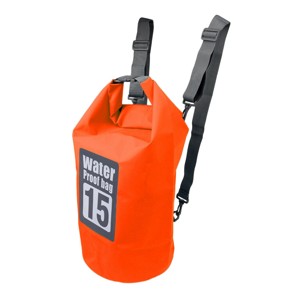 Waterproof Dry Sack Backpack Bucket Bag Camping Kayaking Travel 15L orange