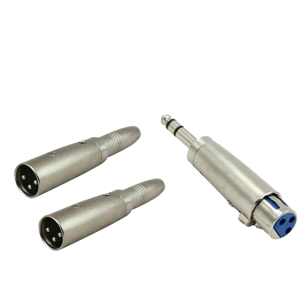 2pc XLR 3-Pin Male to 1/4" 6.35mm Mono Female Jack Audio Cable Mic Adapter+3-Pin