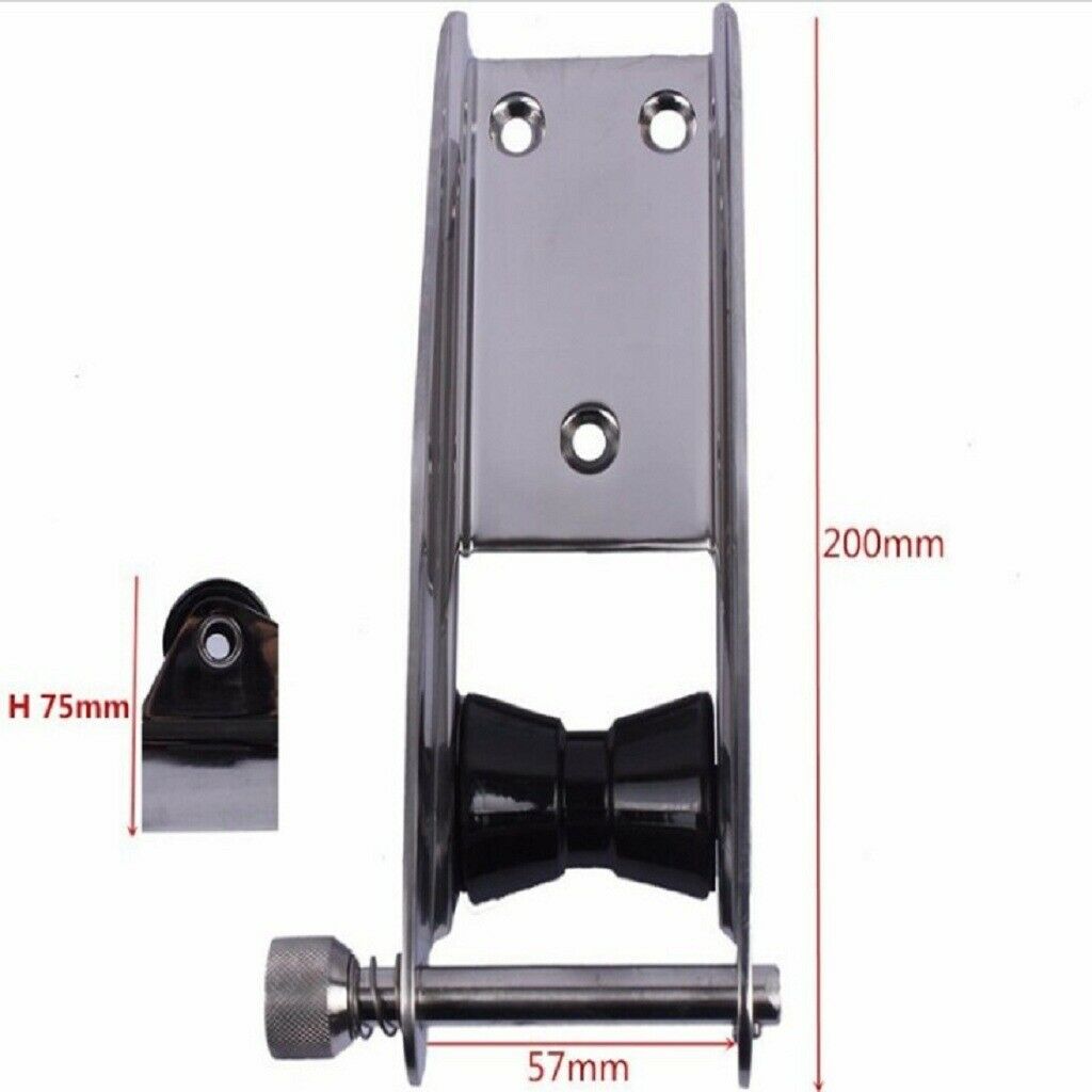 8" Marine Bow Anchor Roller Bracket 316 Stainless Steel Black Rubber Wheel