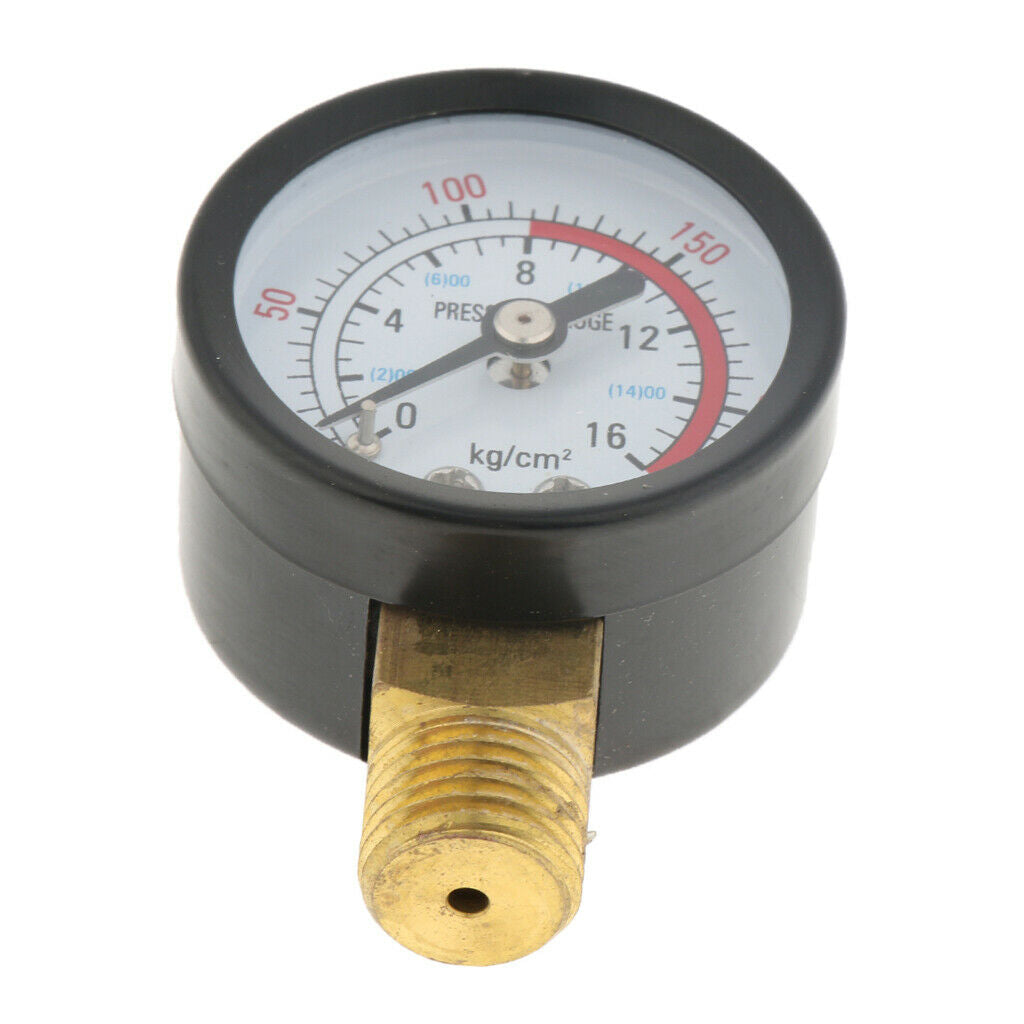 Water Pressure Gauge 0-220psi Male NPT Brass Thread M14x1.5mm