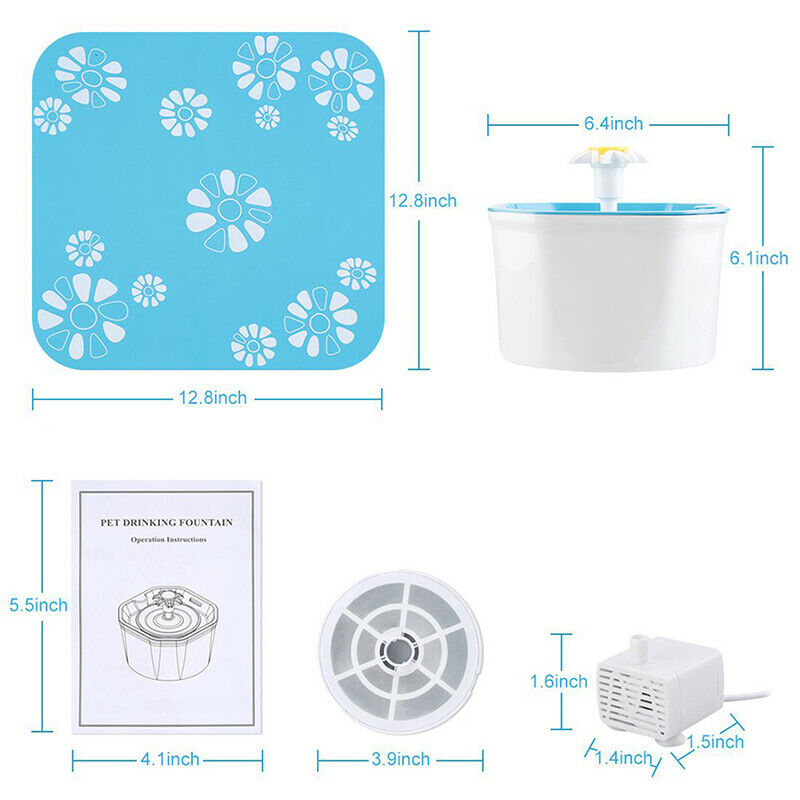 1.6L Automatic Dog Cat Electric Water Fountain USB Pet Bowl Drinking Filt,XJCDD