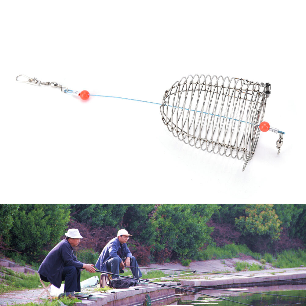 Cage Fishing Trap Basket Feeder Holder Stainless Steel Wire Fishing Lur.l8