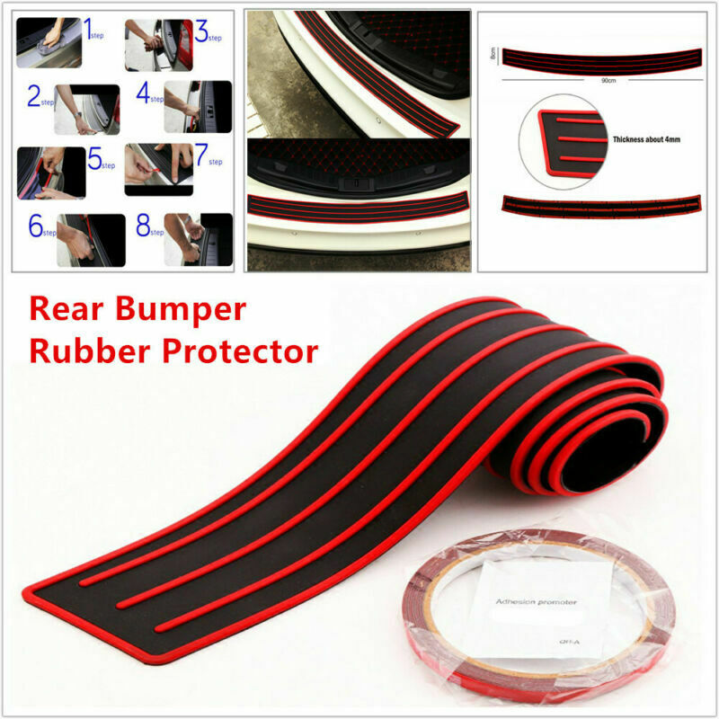 Car SUV Rear Bumper Sill / Protector Plate Rubber Cover Guard Pad Moulding Red