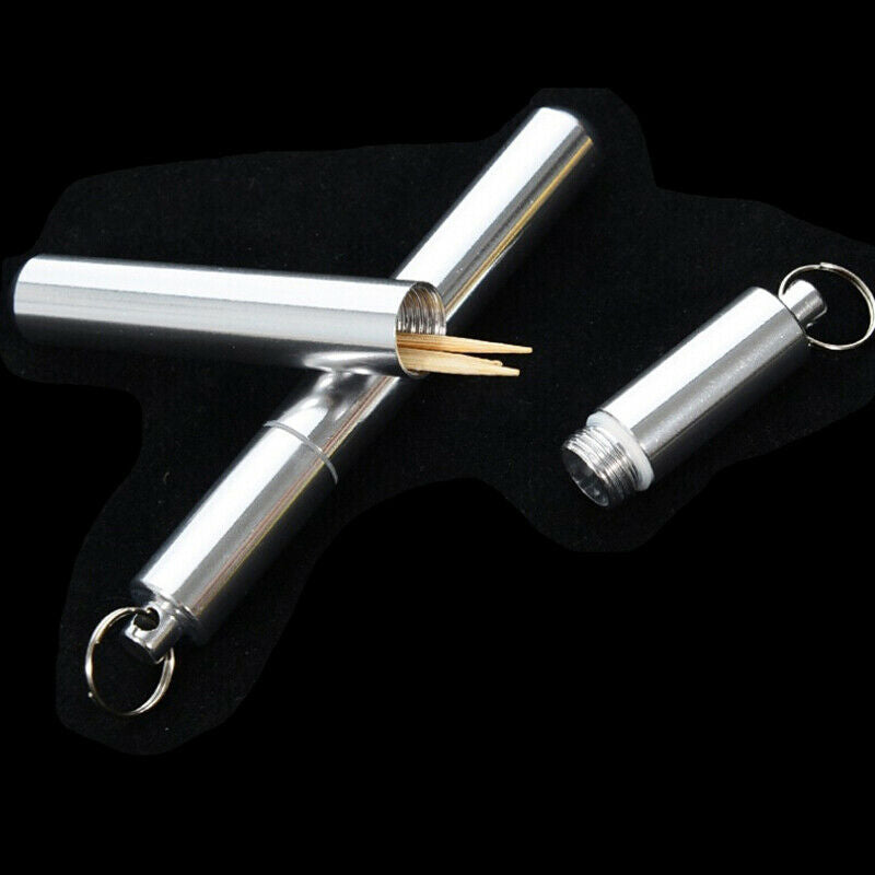 Aluminum Pill Box Case Capsule Shape Keychain Outdoor Waterproof Pill Box.l8