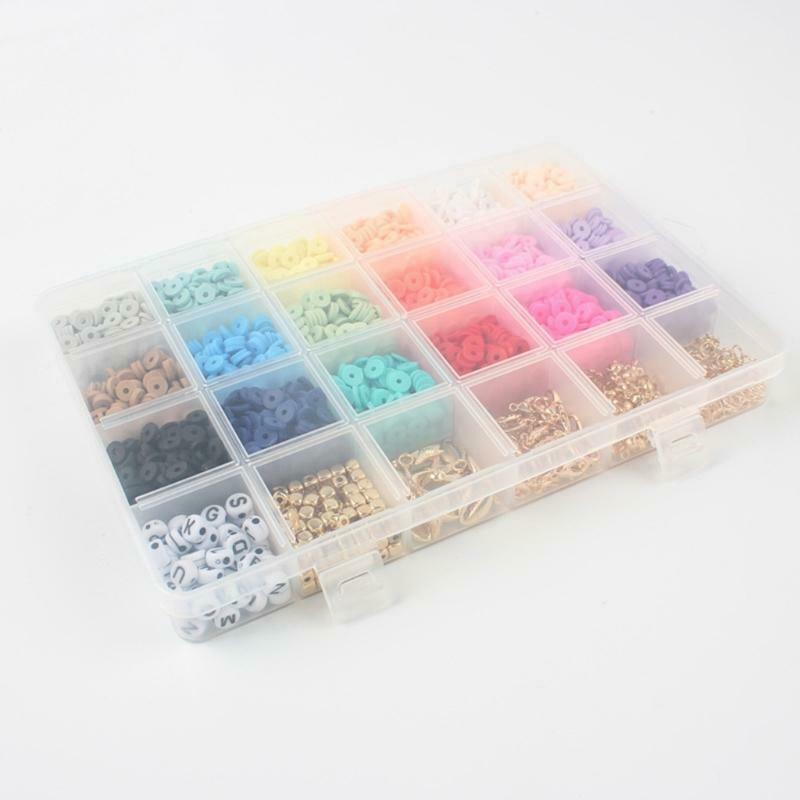 Color DIY Earring Necklace Craft Set Soft Pottery 24 Grids for Jewelry Making