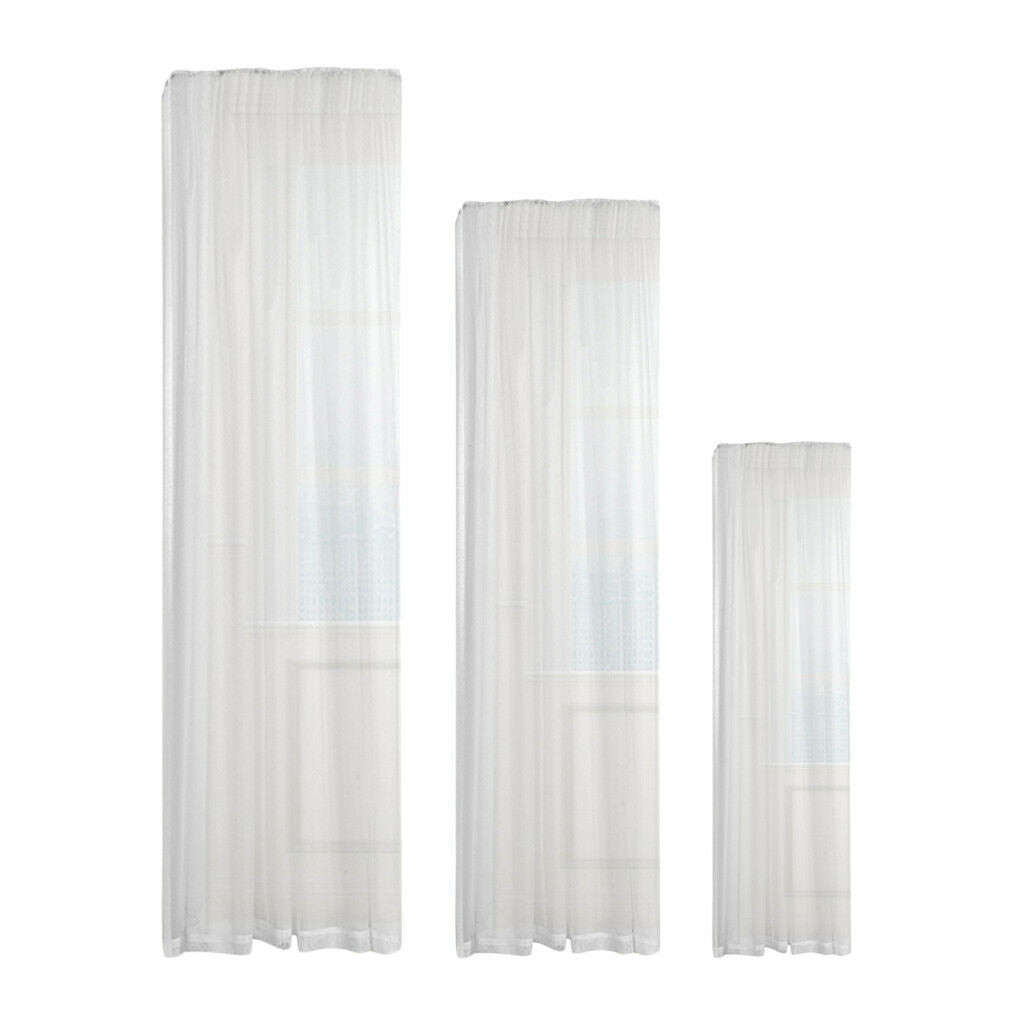 3-pack White Light Filtering Net Sheers Rod Pocket Window Curtain Panel