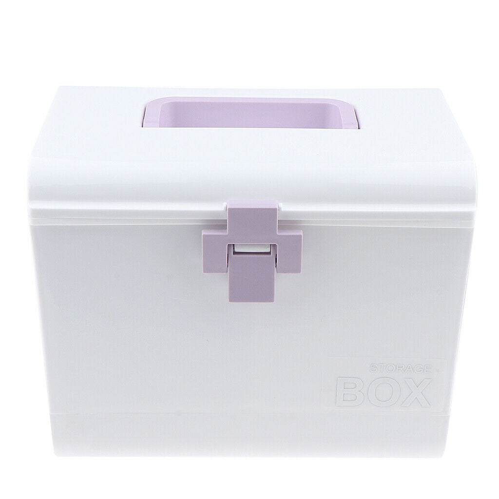 Multi-Use Medicine Art Supplies Organizer Box Makeup Storage Case Purple