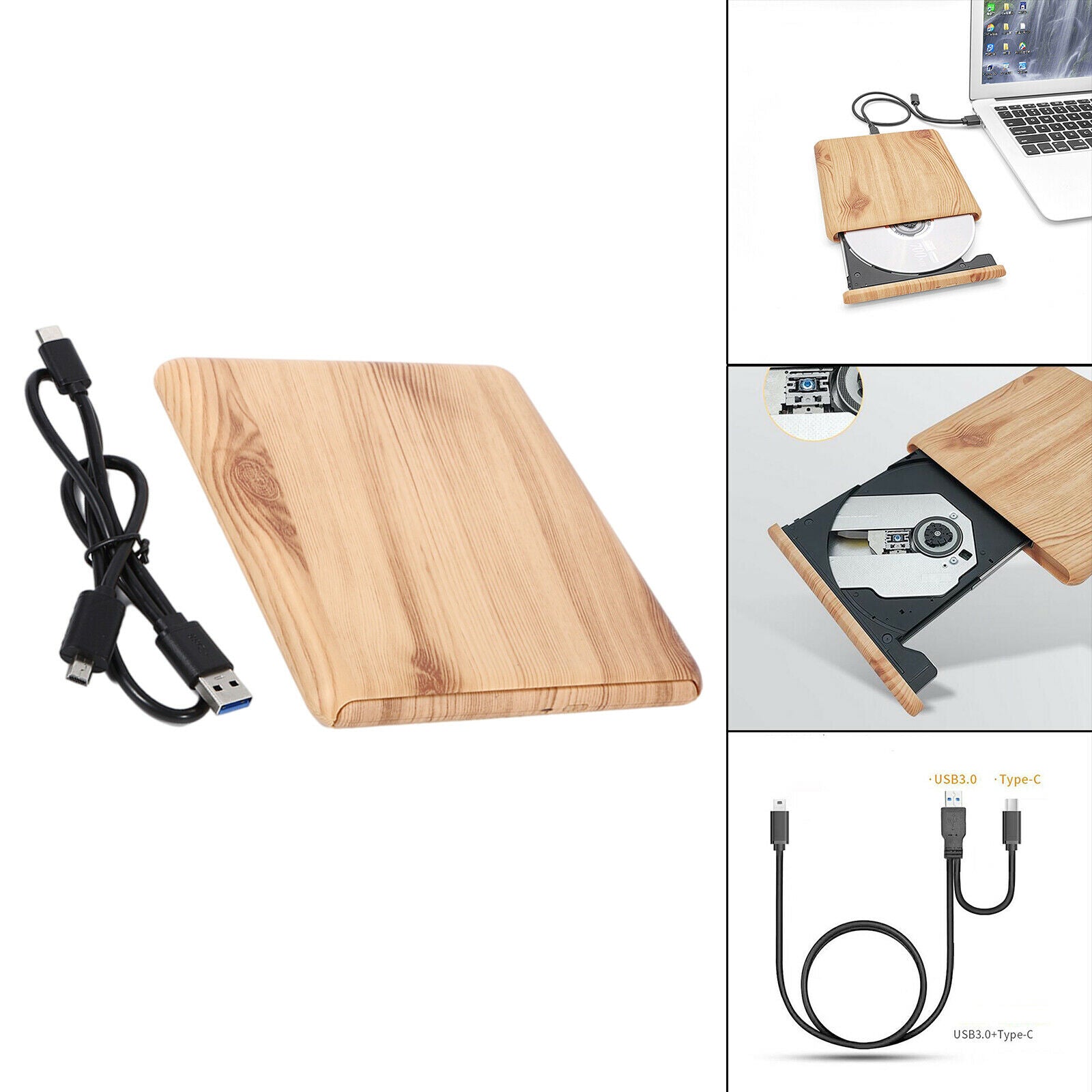 USB 3.0 Type-C CD DVD Drive Burner Writer Reader for Laptop Desktop Notebook