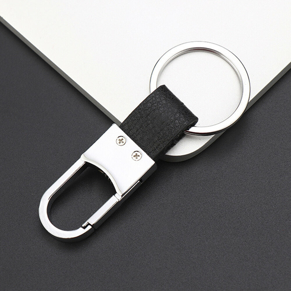 Fashion Men's Metal Leather Key Chain Ring Fob Keyfob Car Keyring Keychain  Gift