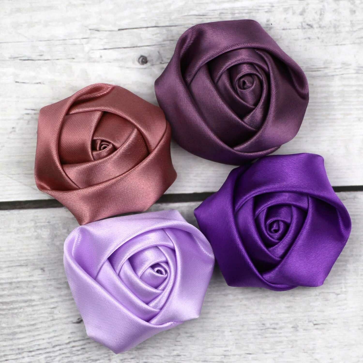2" 25P Mix Satin Rose Appliques Large Ribbon Flower DIY Craft Supplies
