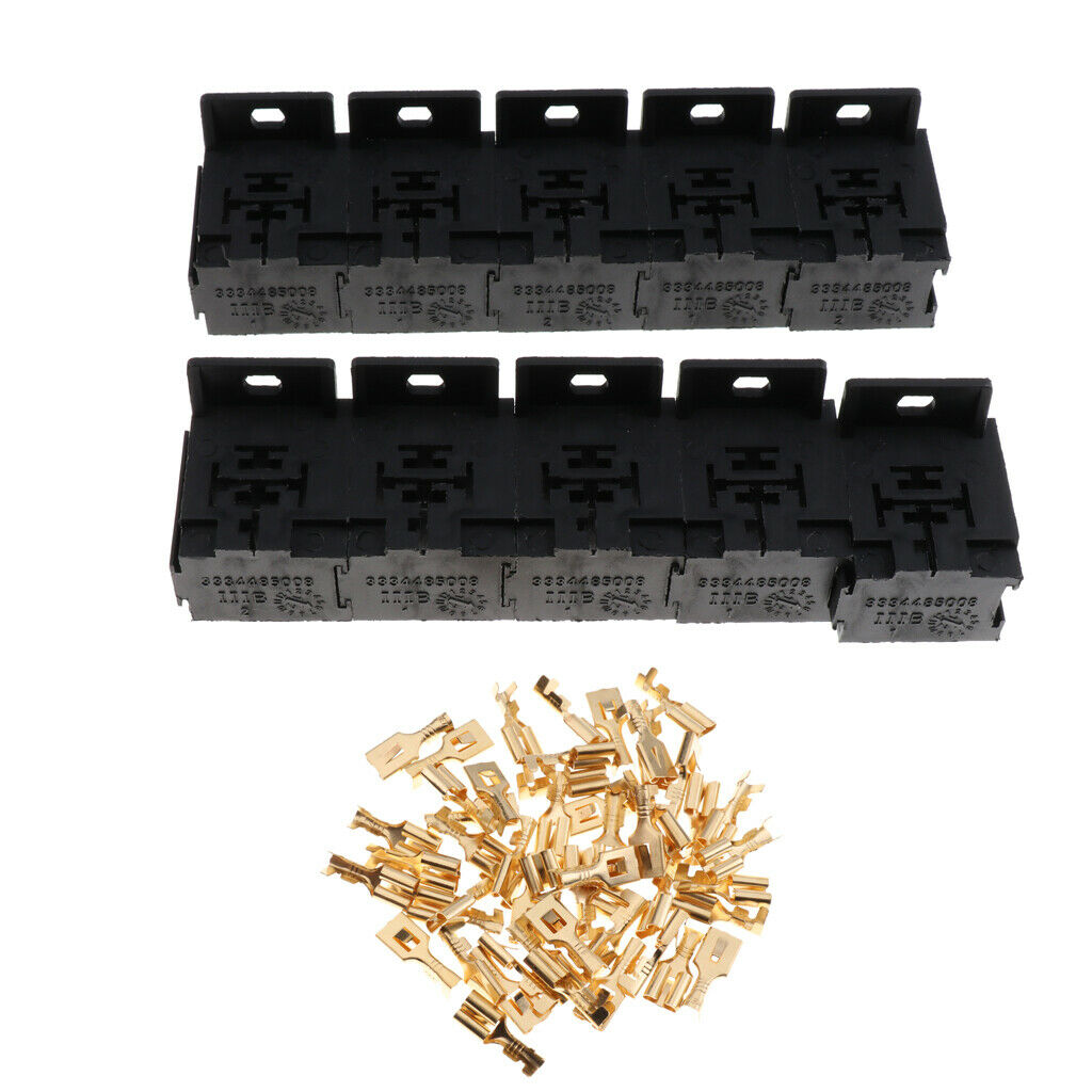 10 PCS Car 40A 5PIN Terminals Mini Relay Socket Connector Terminal Holder
