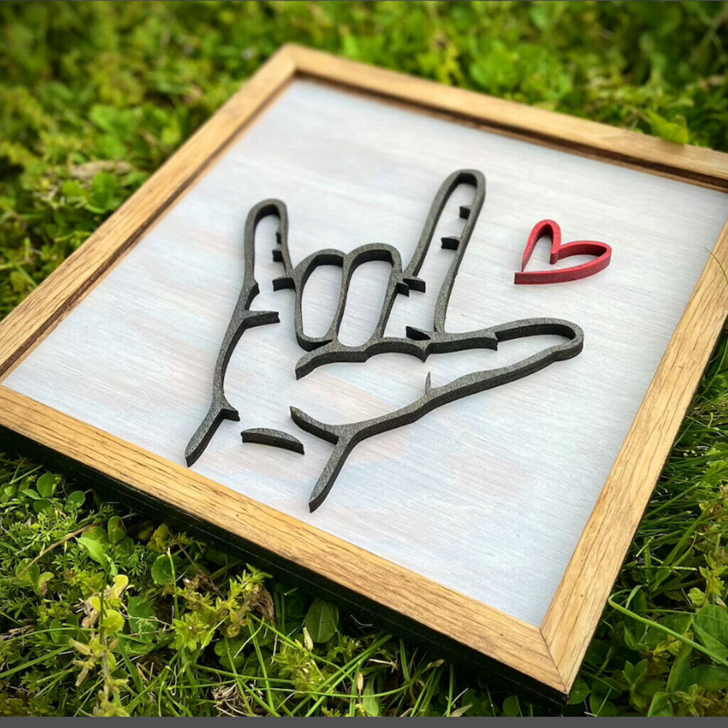 Gesture Wall Art Poster Paintings TV Wood Heart Lover Living Room Decoratoin