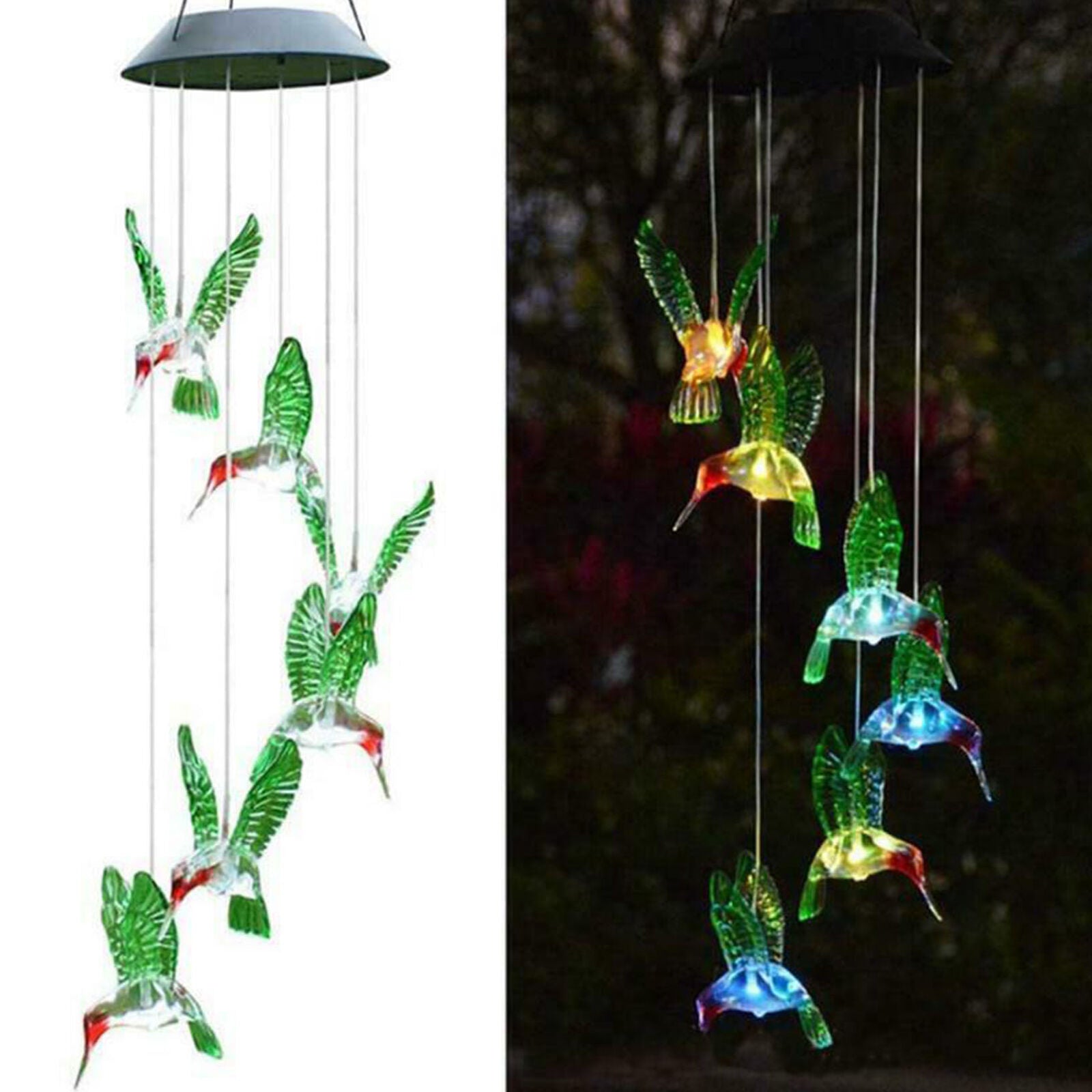 Solar Powered Garden Light Wind Chimes Outdoor Colour Changing Hanging Decor LED