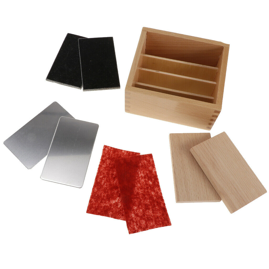 Montessori Sensorial Material Thermic Tactile Sense Tablets in Wooden Box